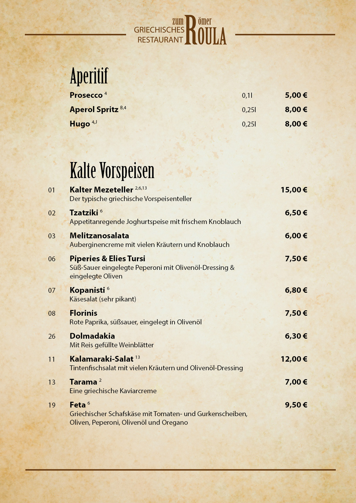 speisekarte roula 